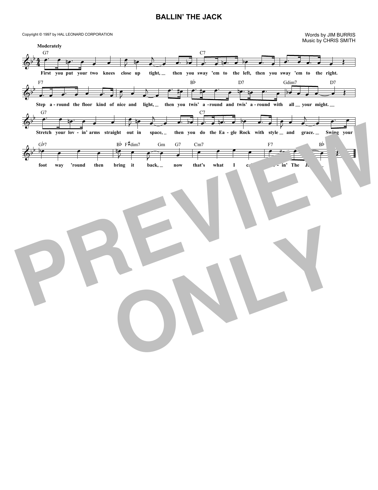 Download Chris Smith Ballin' The Jack Sheet Music and learn how to play Melody Line, Lyrics & Chords PDF digital score in minutes