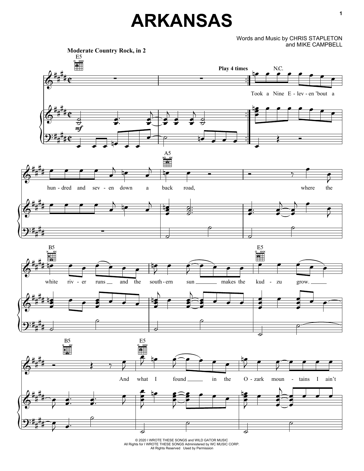 Download Chris Stapleton Arkansas Sheet Music and learn how to play Guitar Chords/Lyrics PDF digital score in minutes