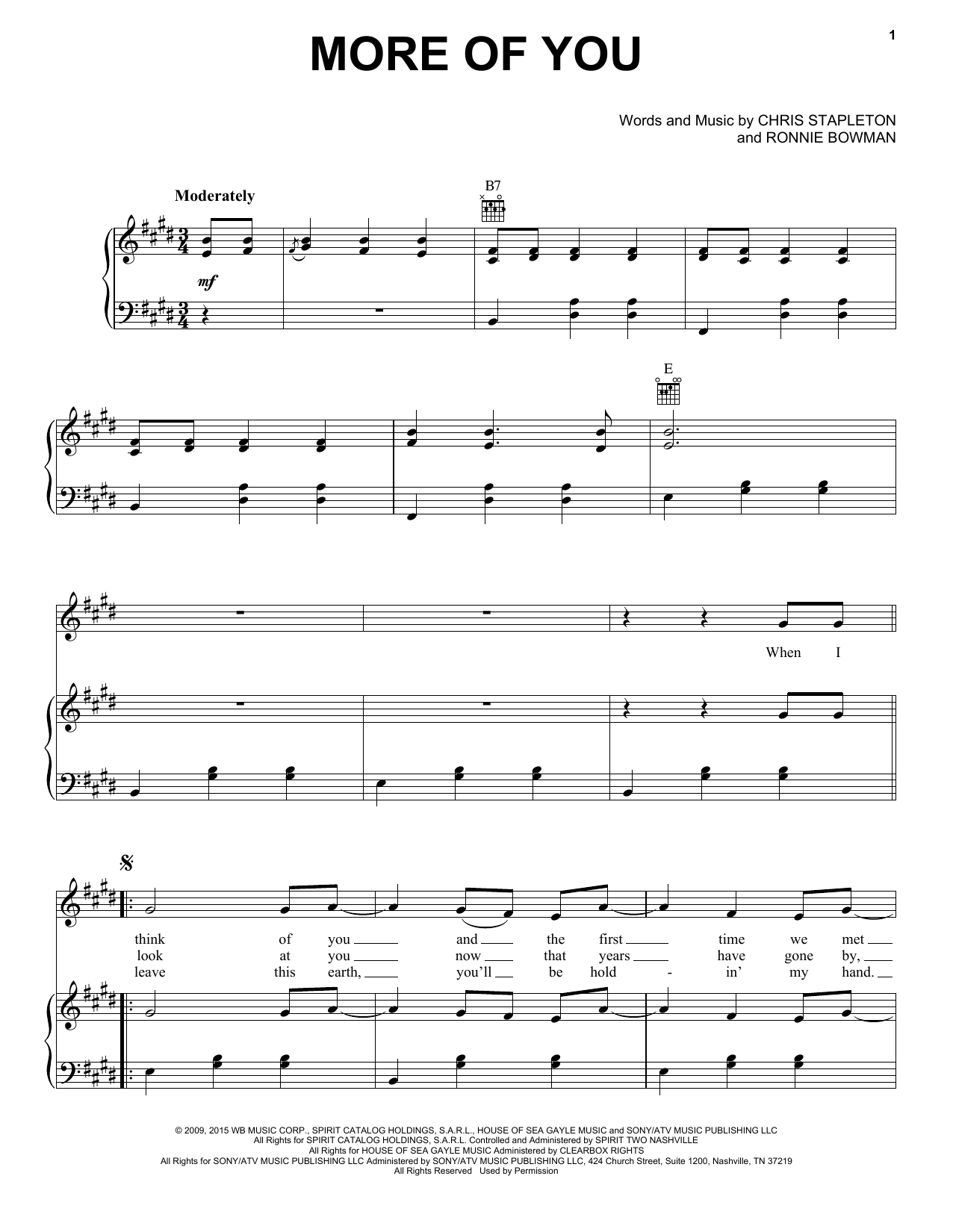 Download Chris Stapleton More Of You Sheet Music and learn how to play Guitar Chords/Lyrics PDF digital score in minutes