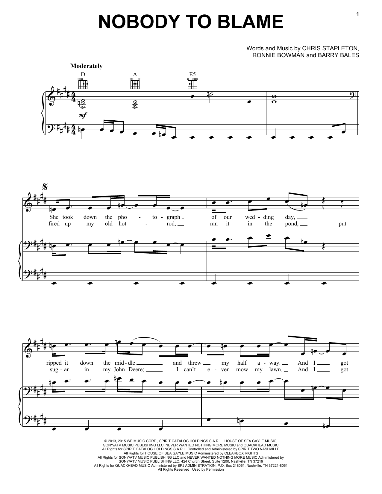 Download Chris Stapleton Nobody To Blame Sheet Music and learn how to play Drums Transcription PDF digital score in minutes
