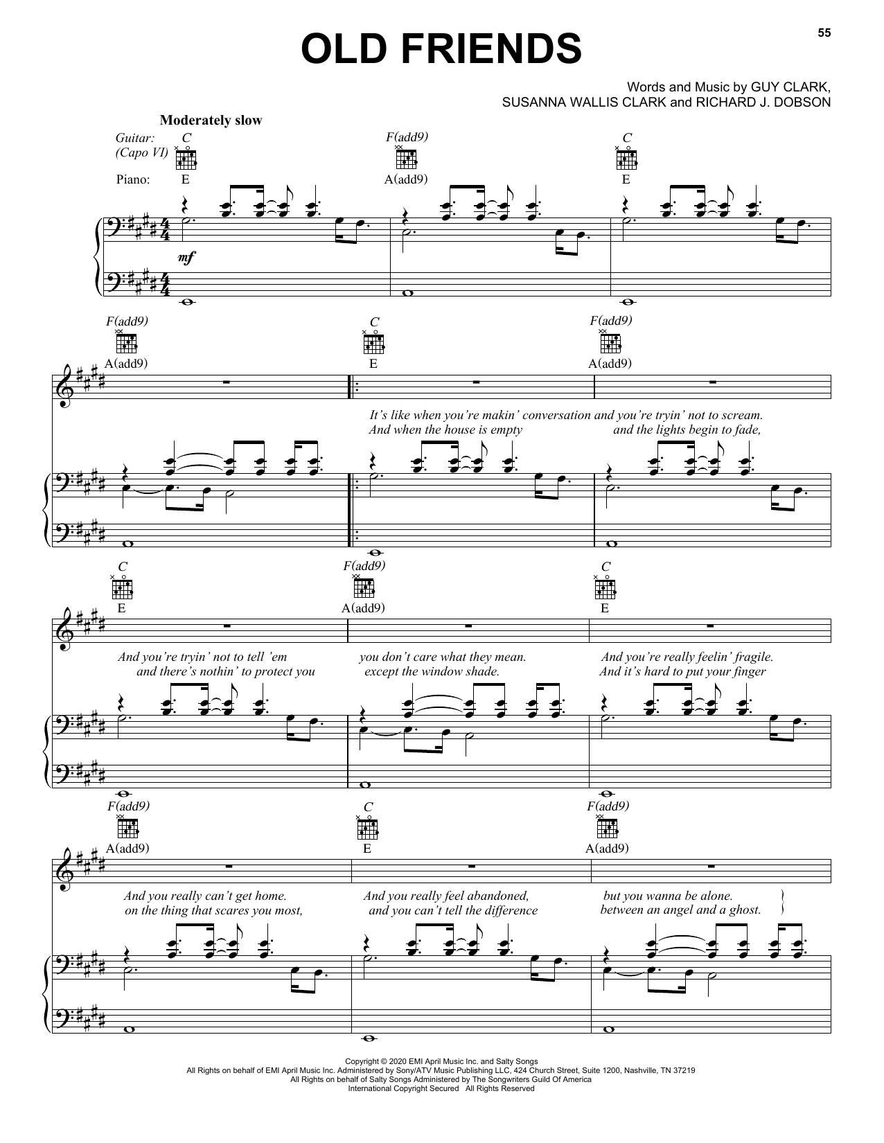 Download Chris Stapleton Old Friends Sheet Music and learn how to play Piano, Vocal & Guitar Chords (Right-Hand Melody) PDF digital score in minutes