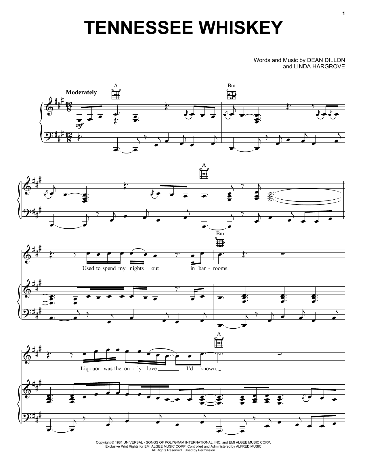 Download Chris Stapleton (Smooth As) Tennessee Whiskey Sheet Music and learn how to play Lyrics & Chords PDF digital score in minutes