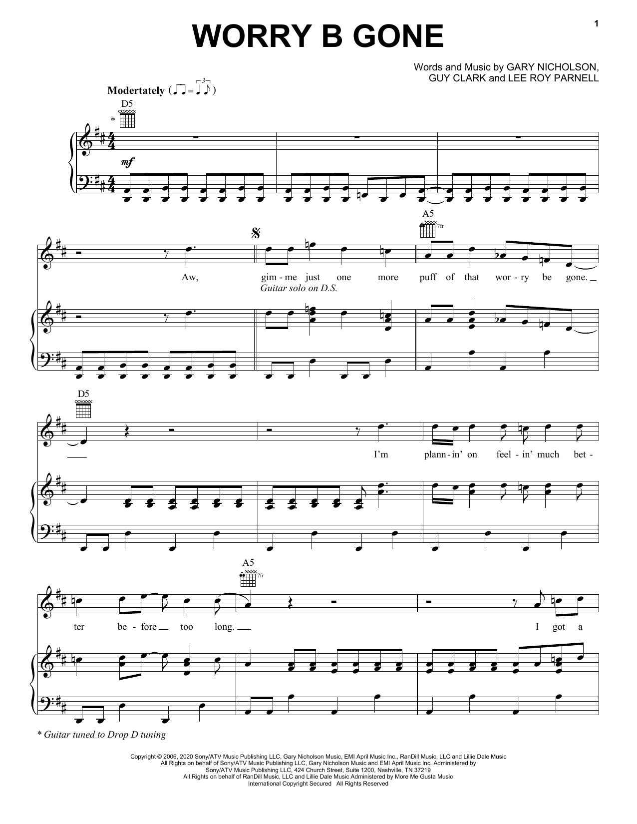 Download Chris Stapleton Worry B Gone Sheet Music and learn how to play Piano, Vocal & Guitar Chords (Right-Hand Melody) PDF digital score in minutes