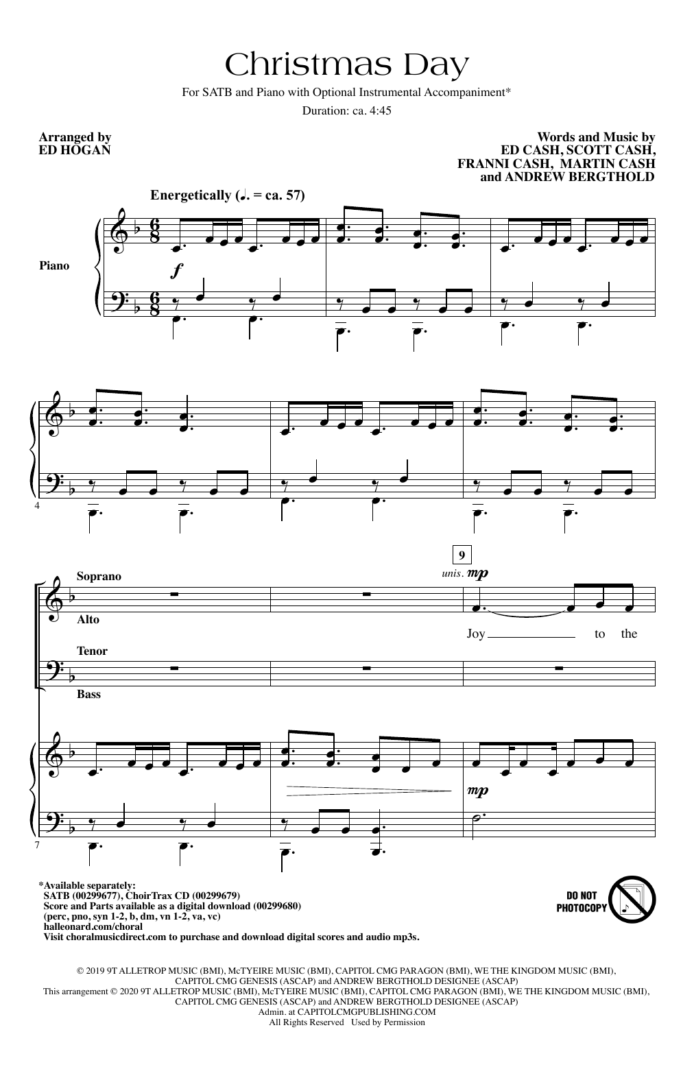 Download Chris Tomlin Christmas Day (arr. Ed Hogan) Sheet Music and learn how to play SATB Choir PDF digital score in minutes