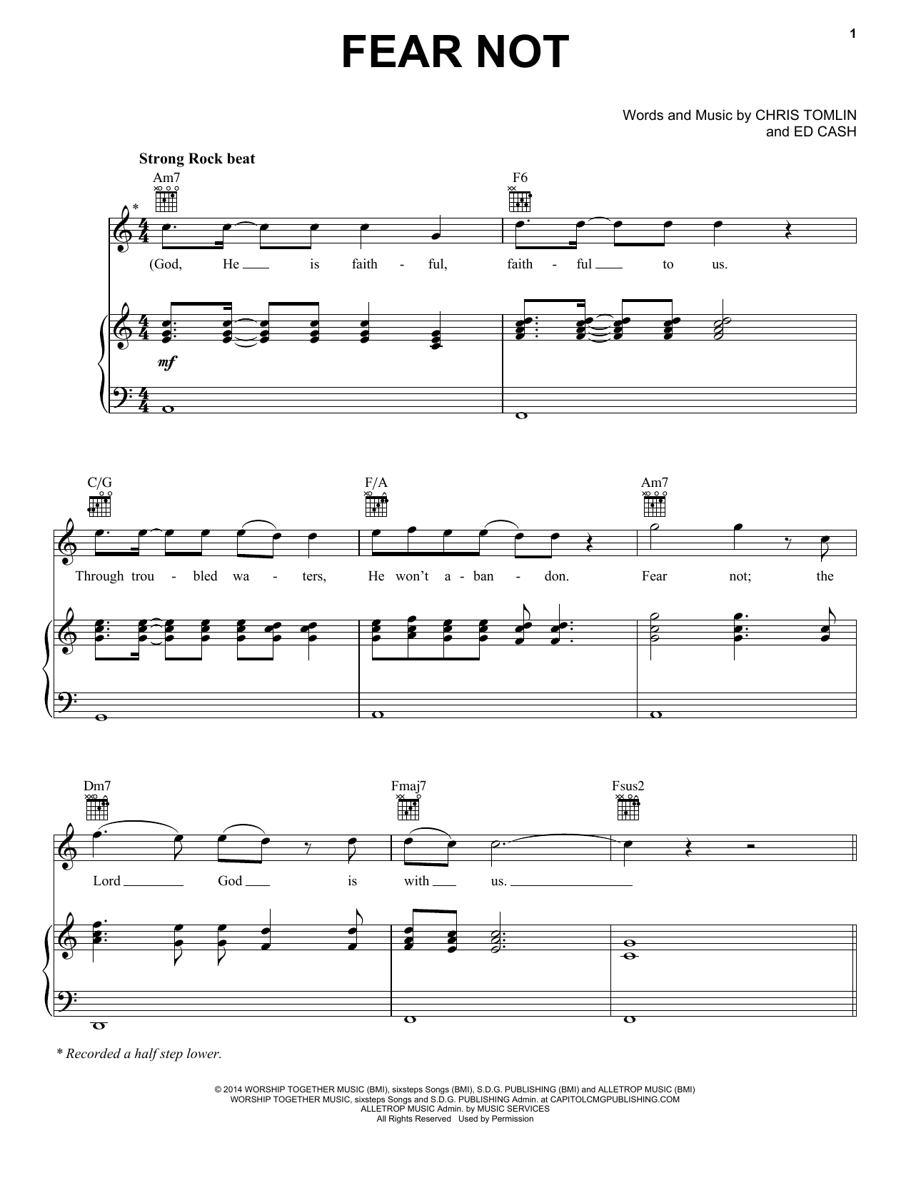 Download Chris Tomlin Fear Not Sheet Music and learn how to play Piano, Vocal & Guitar (Right-Hand Melody) PDF digital score in minutes