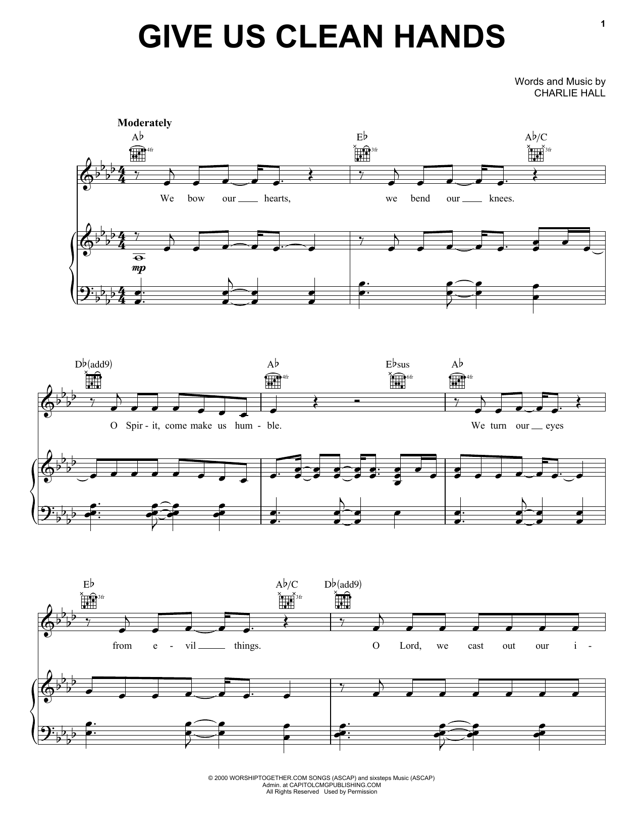 Download Chris Tomlin Give Us Clean Hands Sheet Music and learn how to play Guitar Chords/Lyrics PDF digital score in minutes