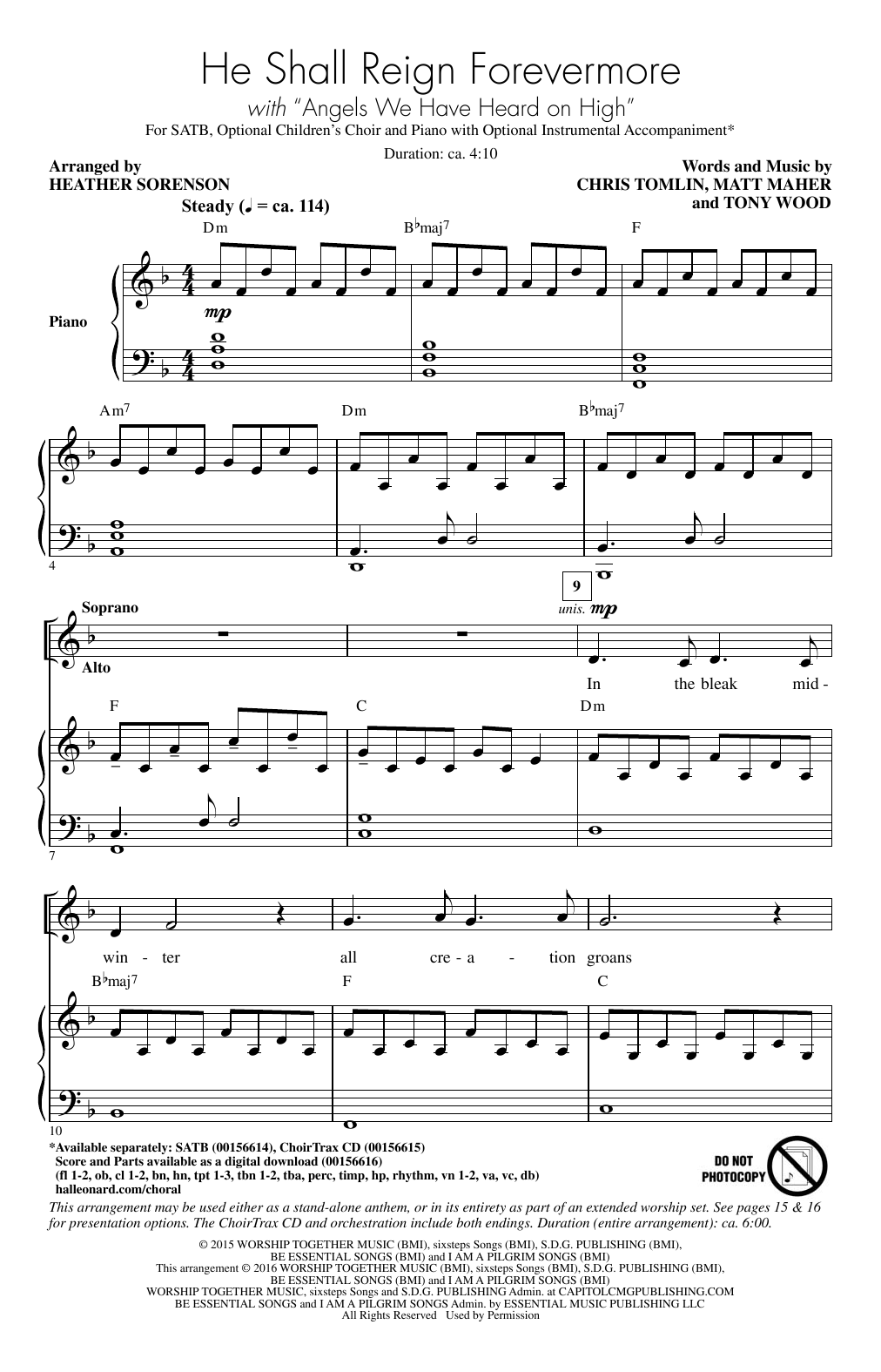 Download Heather Sorenson He Shall Reign Forevermore Sheet Music and learn how to play SATB PDF digital score in minutes