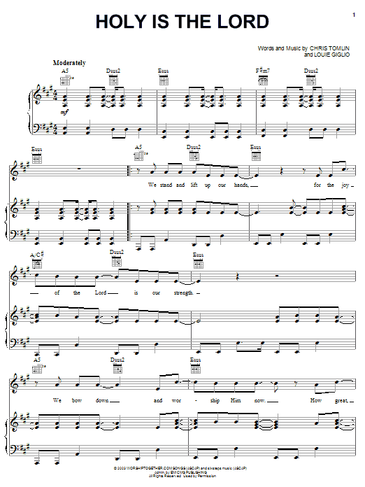Download Chris Tomlin Holy Is The Lord Sheet Music and learn how to play Drums Transcription PDF digital score in minutes
