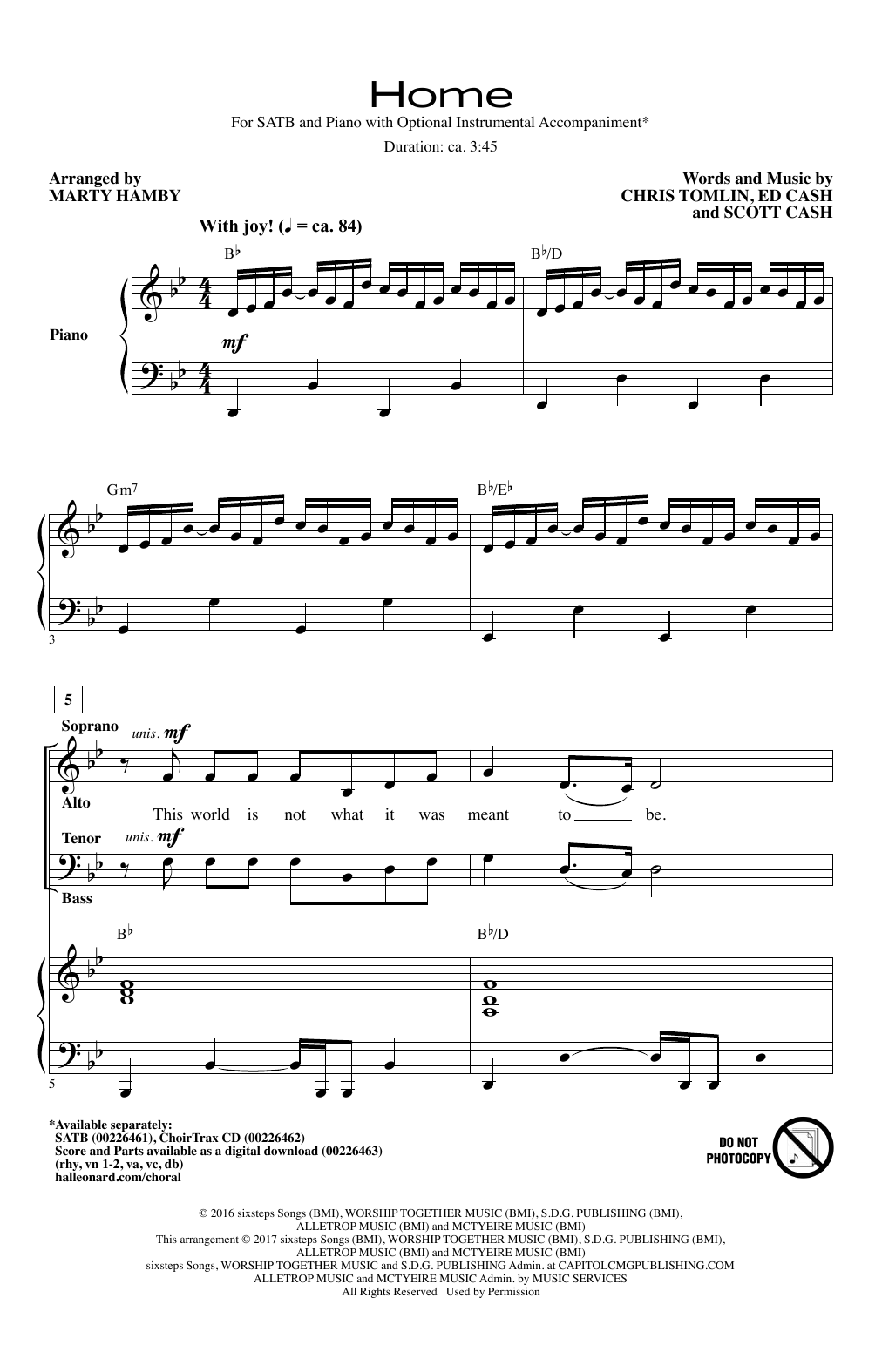 Download Marty Hamby Home Sheet Music and learn how to play SATB PDF digital score in minutes