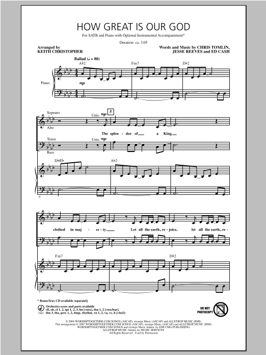 Download Keith Christopher How Great Is Our God Sheet Music and learn how to play SATB PDF digital score in minutes