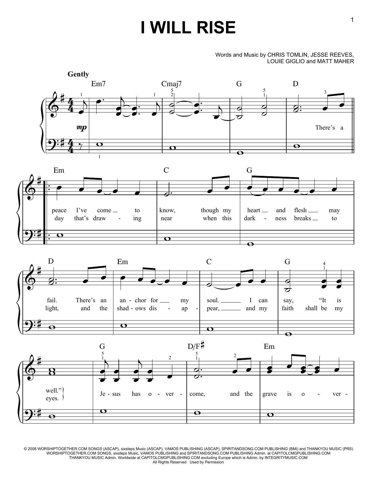 Download Chris Tomlin I Will Rise Sheet Music and learn how to play Alto Sax Solo PDF digital score in minutes
