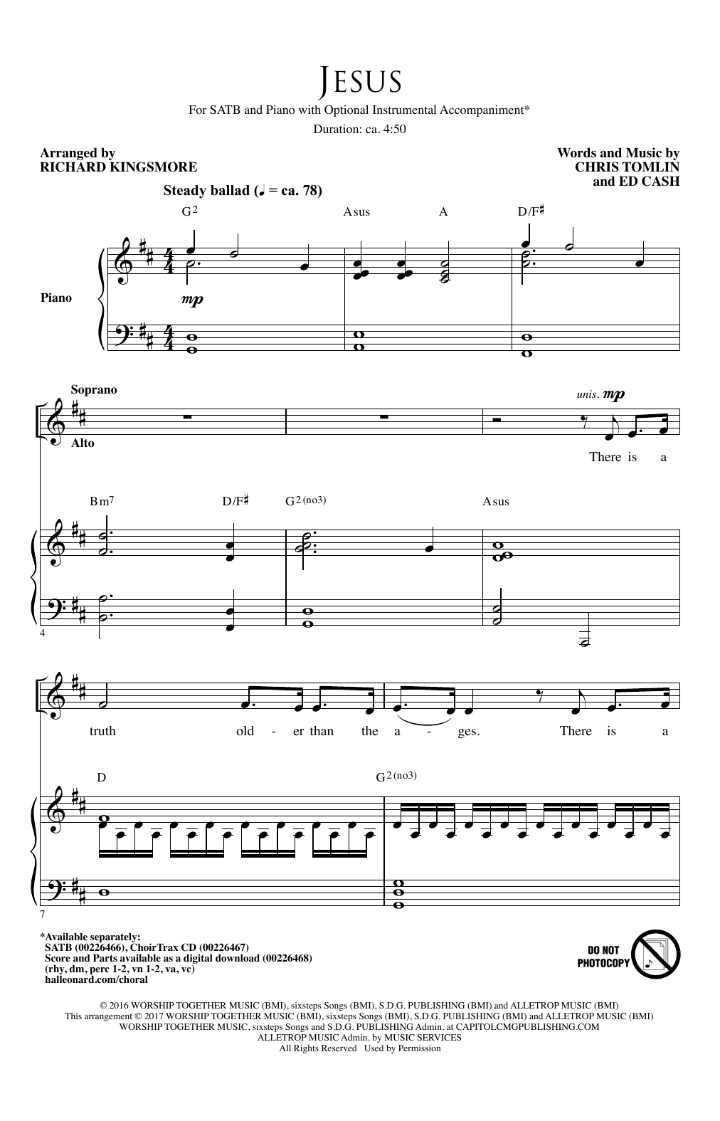Download Richard Kingsmore Jesus Sheet Music and learn how to play SATB PDF digital score in minutes