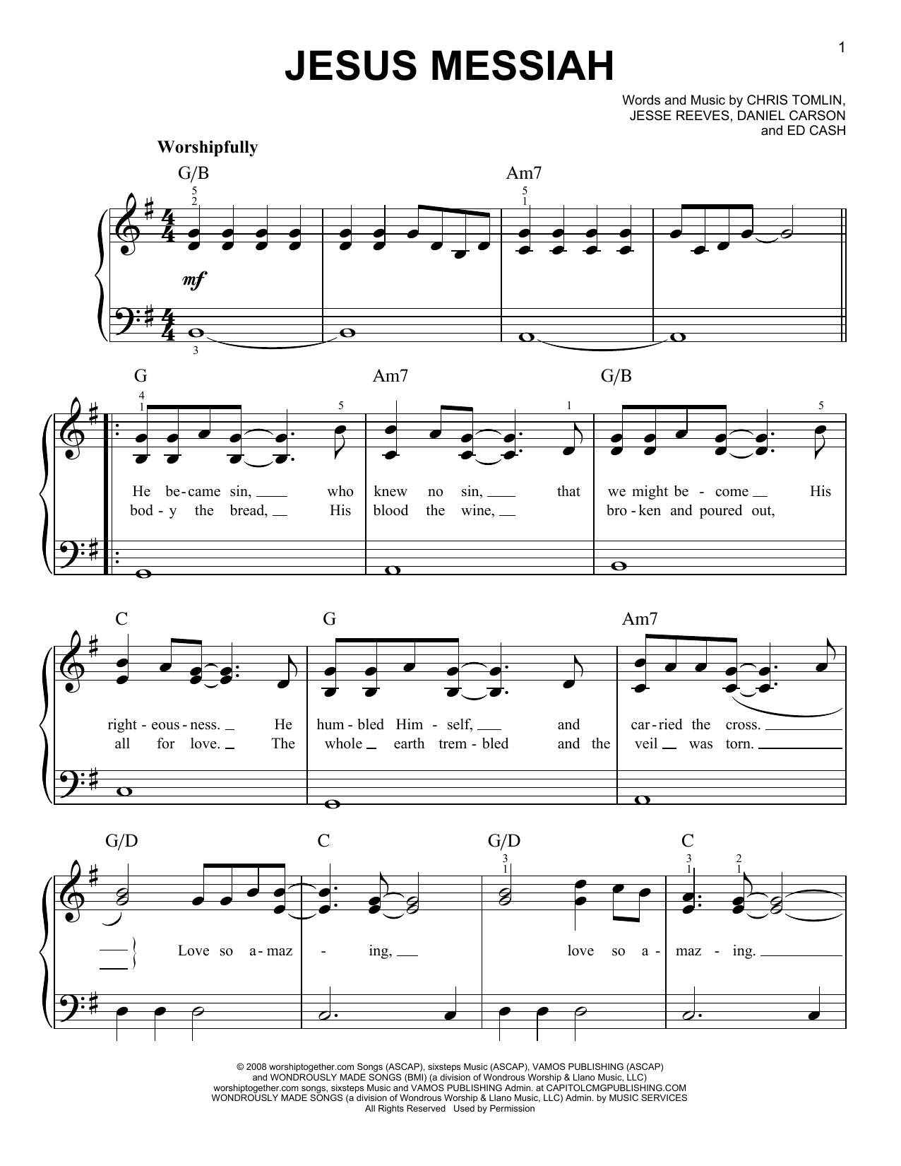 Download Chris Tomlin Jesus Messiah Sheet Music and learn how to play Melody Line, Lyrics & Chords PDF digital score in minutes