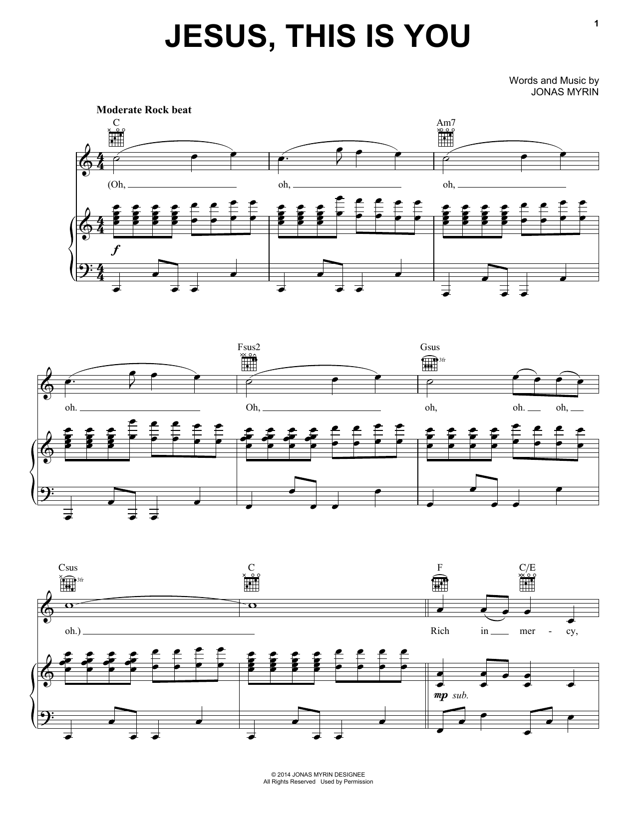 Download Chris Tomlin Jesus, This Is You Sheet Music and learn how to play Piano, Vocal & Guitar (Right-Hand Melody) PDF digital score in minutes
