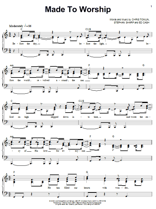 Download Chris Tomlin Made To Worship Sheet Music and learn how to play Melody Line, Lyrics & Chords PDF digital score in minutes