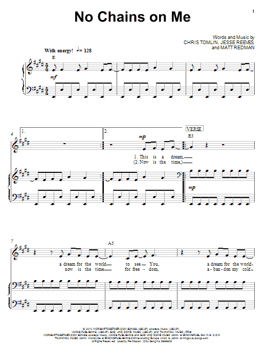 Download Chris Tomlin No Chains On Me Sheet Music and learn how to play Piano, Vocal & Guitar (Right-Hand Melody) PDF digital score in minutes