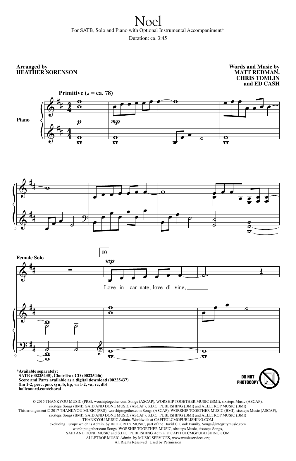 Download Heather Sorenson Noel Sheet Music and learn how to play SATB PDF digital score in minutes
