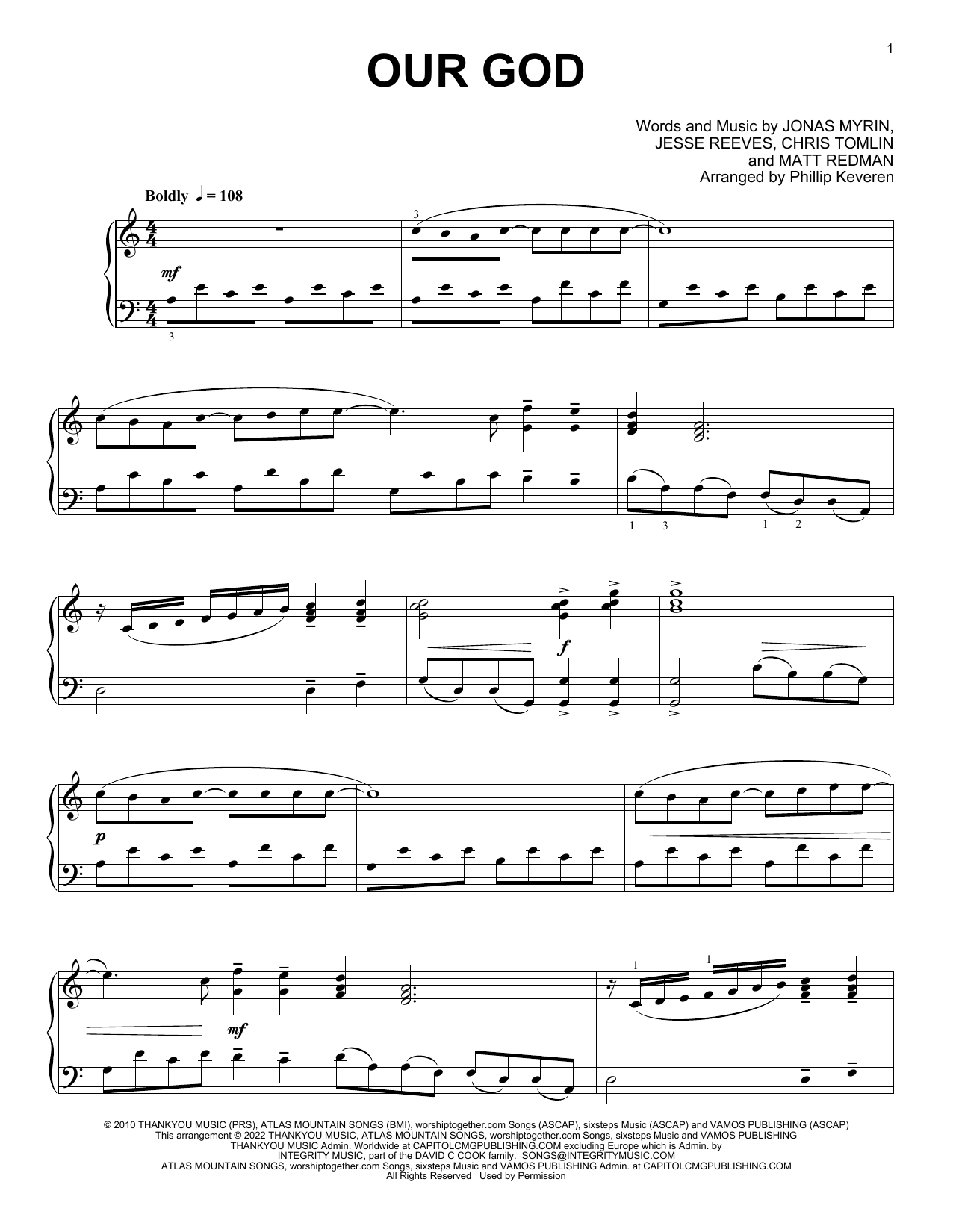 Download Chris Tomlin Our God [Classical version] (arr. Phillip Keveren) Sheet Music and learn how to play Piano Solo PDF digital score in minutes