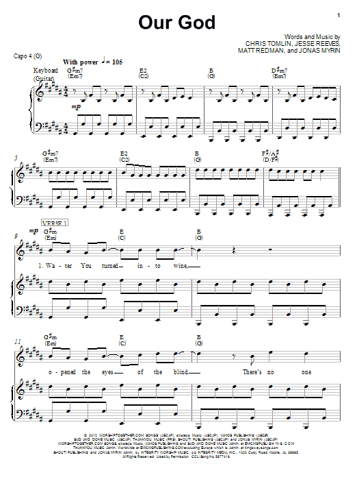 Download Jonas Myrin Our God Sheet Music and learn how to play Ukulele PDF digital score in minutes