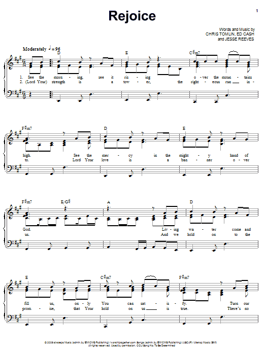 Download Chris Tomlin Rejoice Sheet Music and learn how to play Easy Guitar Tab PDF digital score in minutes