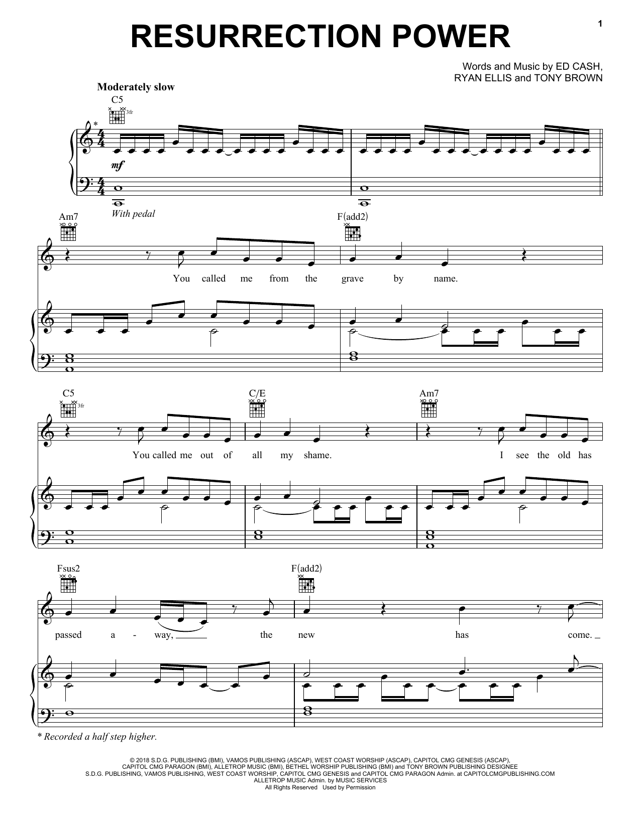 Download Chris Tomlin Resurrection Power Sheet Music and learn how to play Piano Solo PDF digital score in minutes