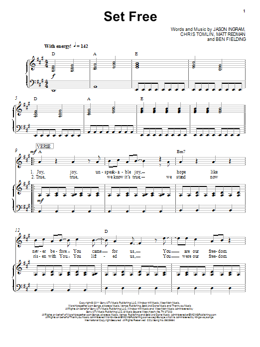 Download Chris Tomlin Set Free Sheet Music and learn how to play Piano, Vocal & Guitar (Right-Hand Melody) PDF digital score in minutes