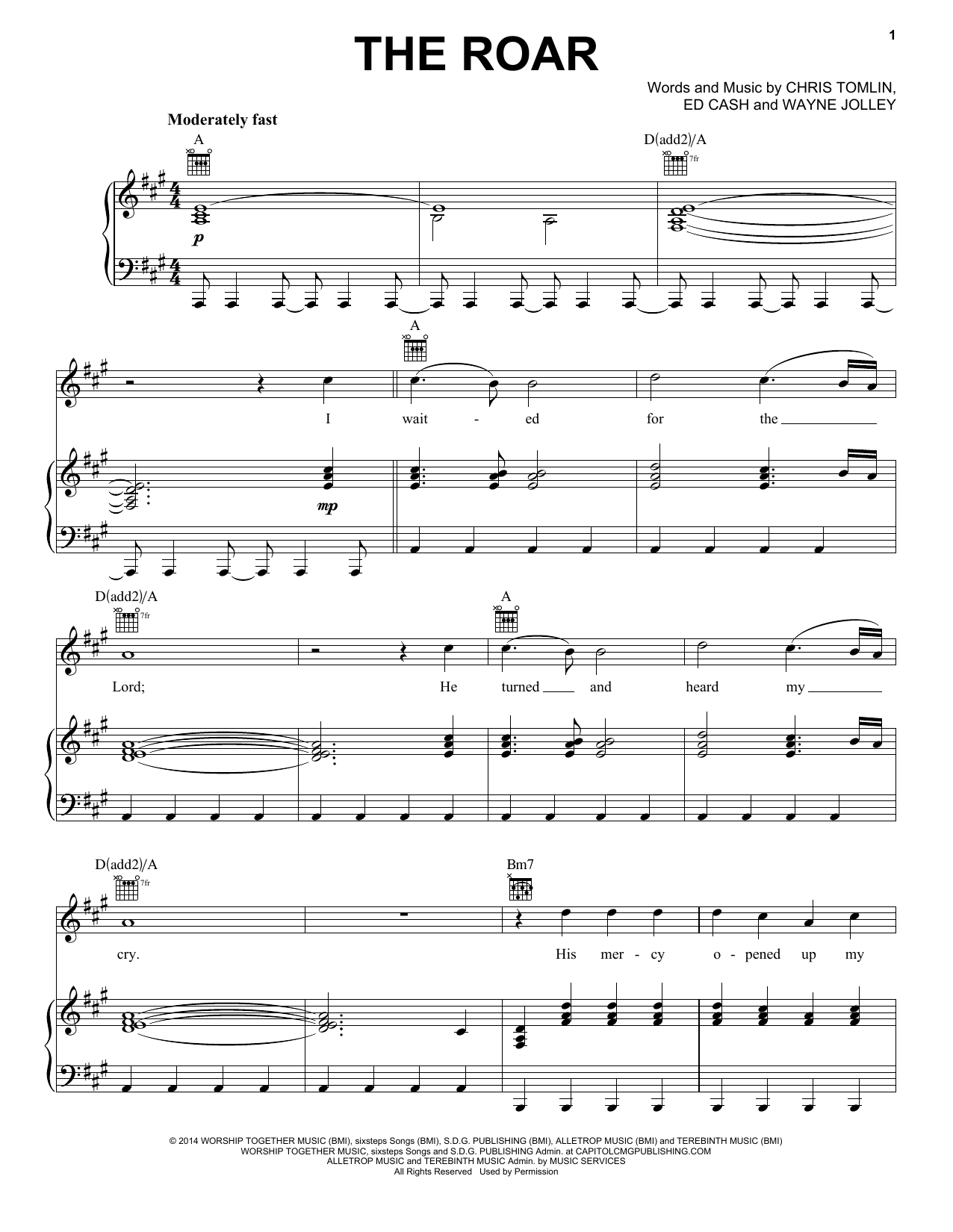 Download Chris Tomlin The Roar Sheet Music and learn how to play Piano, Vocal & Guitar (Right-Hand Melody) PDF digital score in minutes