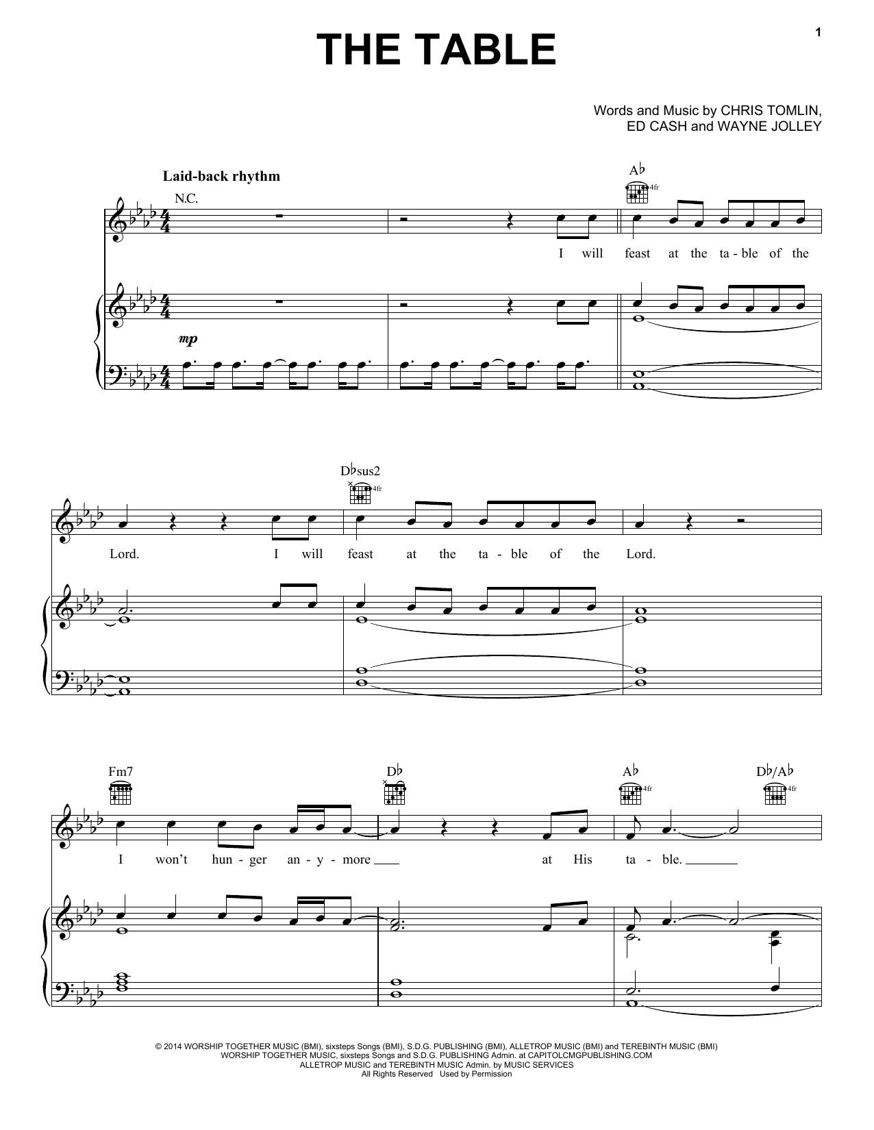 Download Chris Tomlin The Table Sheet Music and learn how to play Piano, Vocal & Guitar (Right-Hand Melody) PDF digital score in minutes
