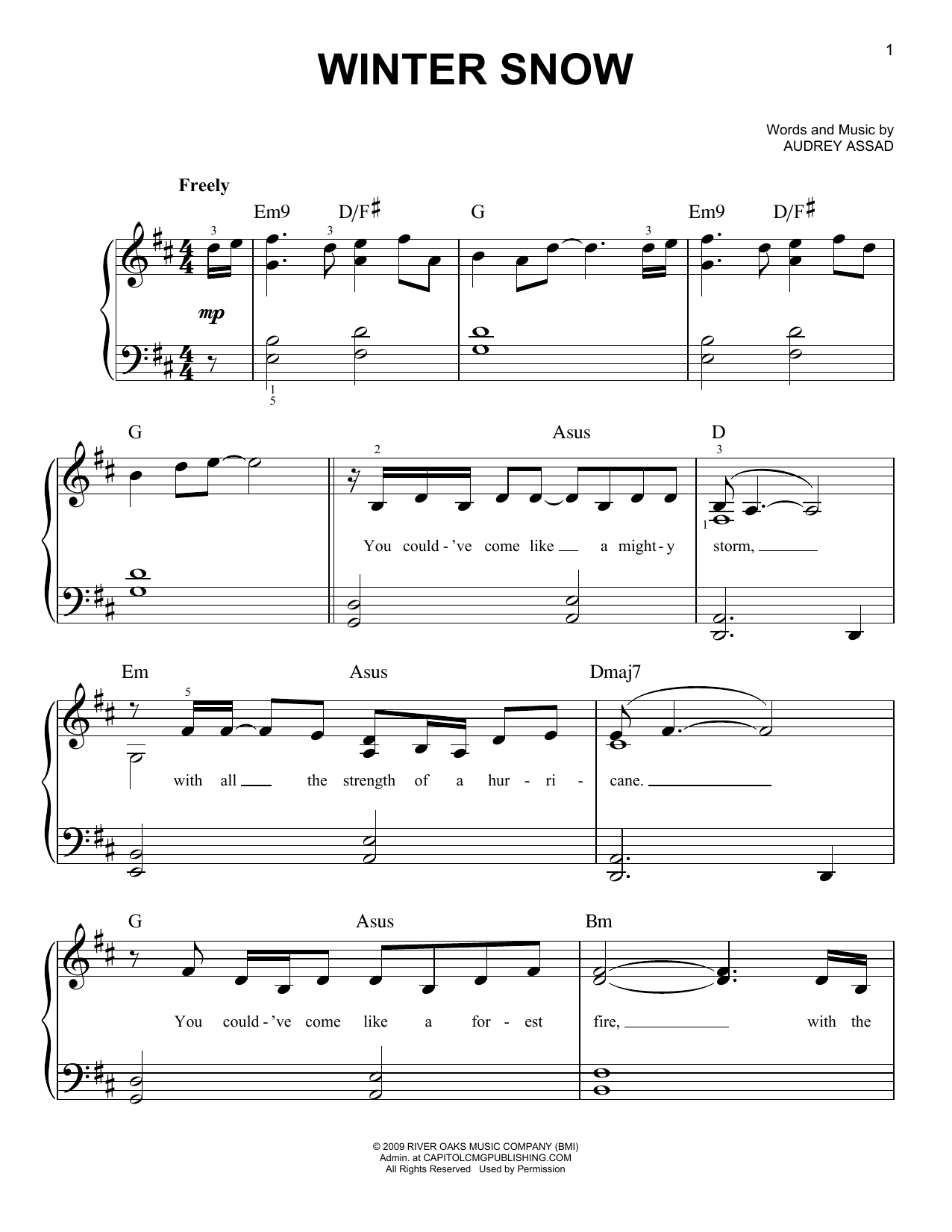 Download Chris Tomlin Winter Snow Sheet Music and learn how to play Easy Piano PDF digital score in minutes