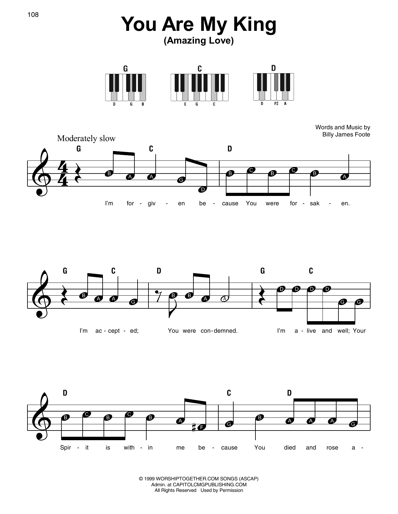 Download Chris Tomlin You Are My King (Amazing Love) Sheet Music and learn how to play Super Easy Piano PDF digital score in minutes
