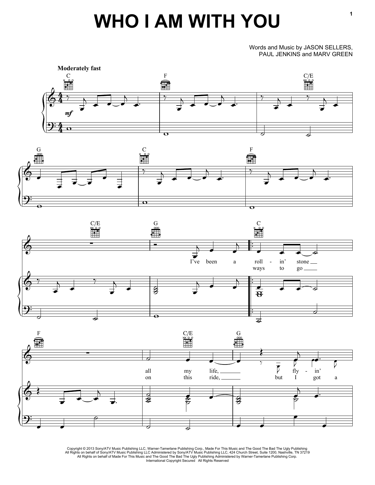 Download Chris Young Who I Am With You Sheet Music and learn how to play Piano, Vocal & Guitar (Right-Hand Melody) PDF digital score in minutes