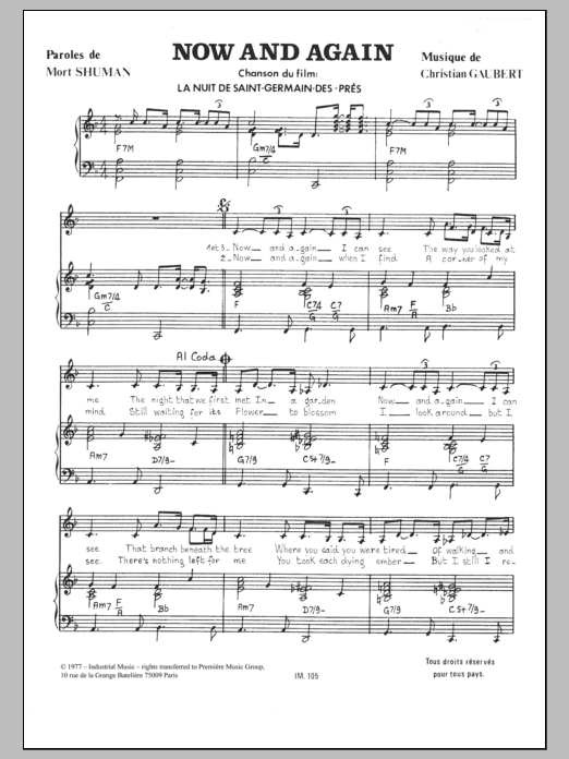 Download Christian Gaubert Now And Again Sheet Music and learn how to play Piano & Vocal PDF digital score in minutes