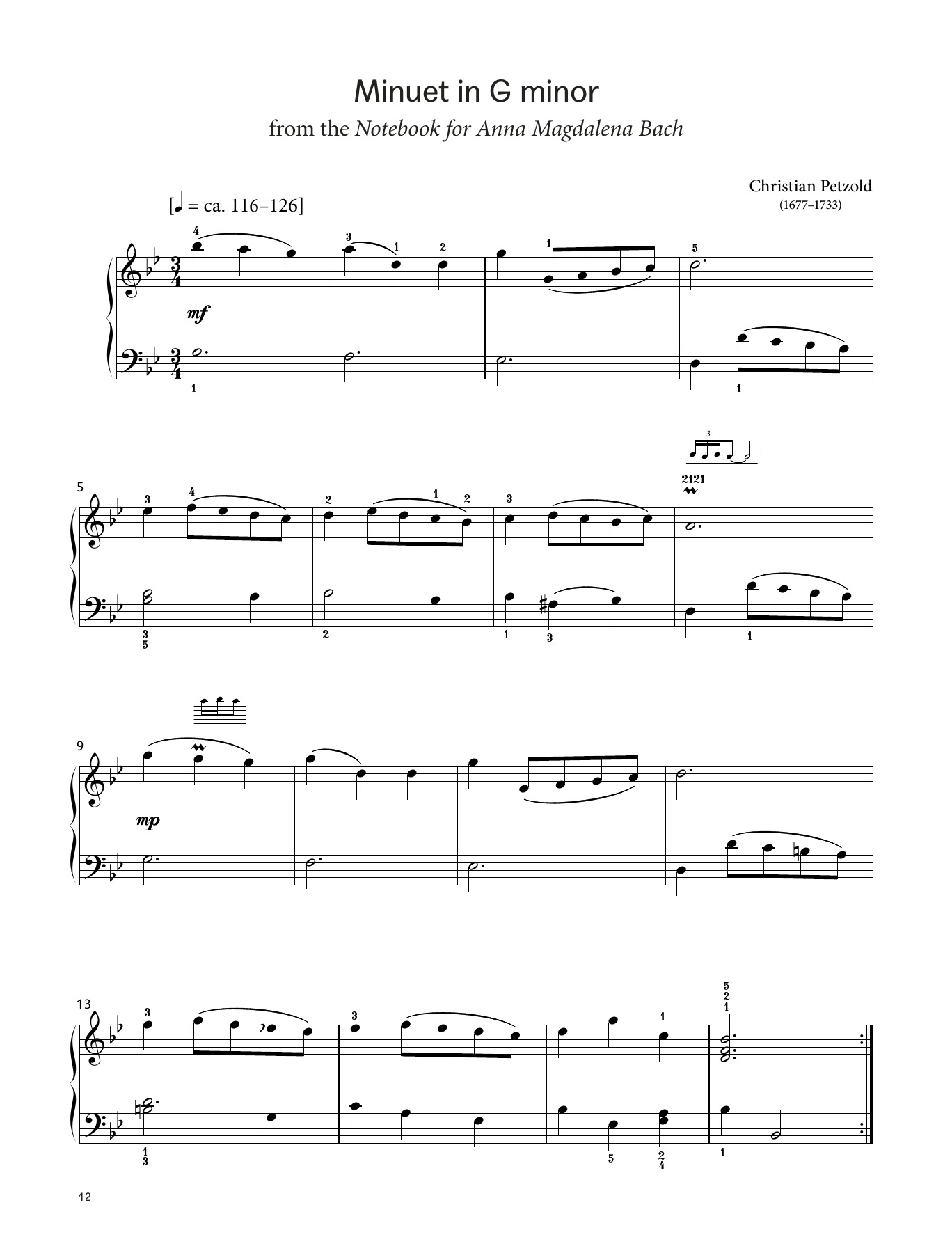 Download Christian Petzold Minuet in G minor (LCME Piano 2018 Grade 2 List A) Sheet Music and learn how to play Piano Solo PDF digital score in minutes