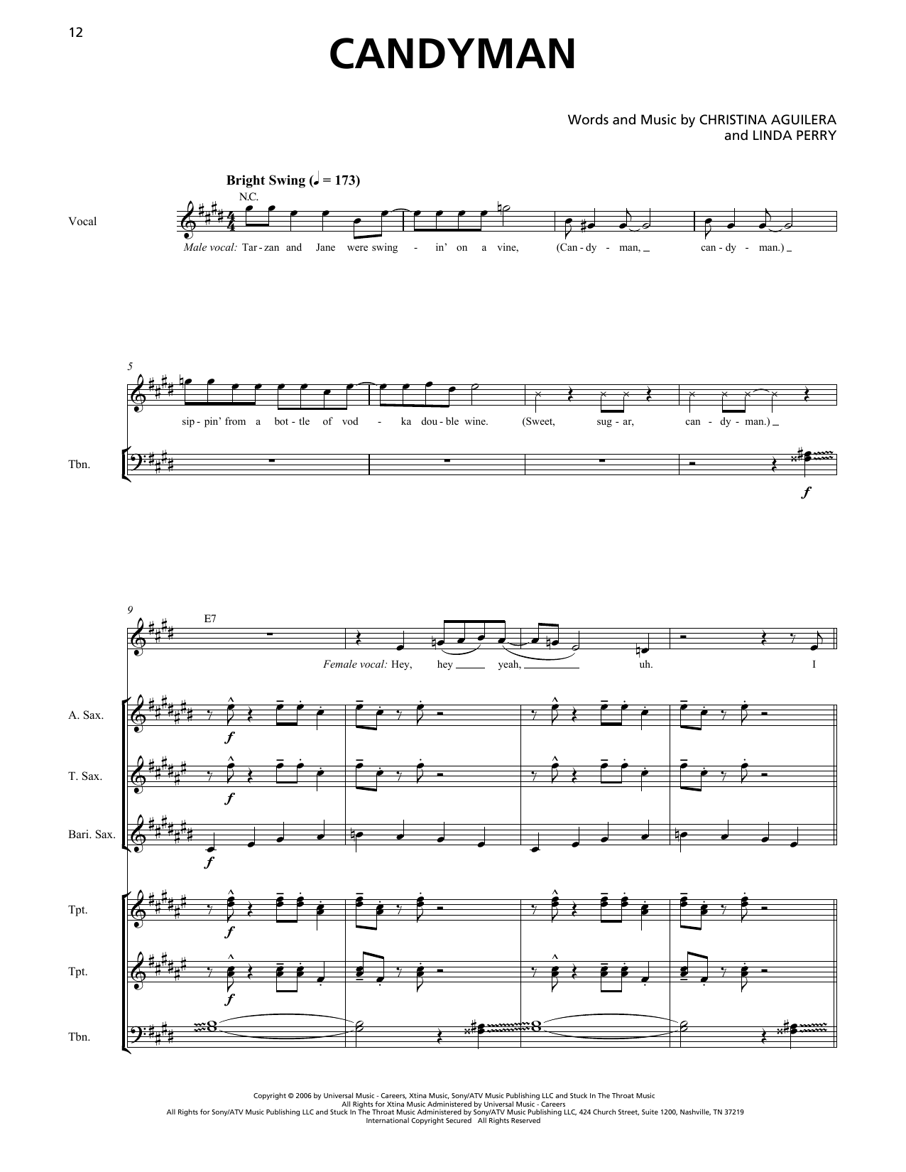 Download Christina Aguilera Candyman (Horn Section) Sheet Music and learn how to play Transcribed Score PDF digital score in minutes