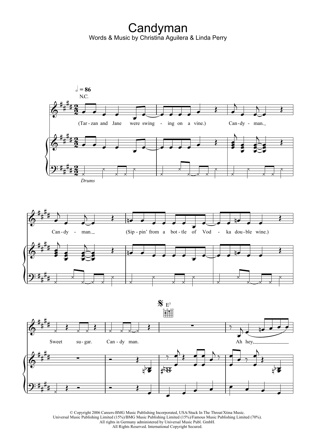 Download Christina Aguilera Candyman Sheet Music and learn how to play Piano, Vocal & Guitar (Right-Hand Melody) PDF digital score in minutes