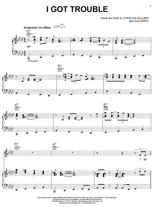Download Christina Aguilera I Got Trouble Sheet Music and learn how to play Piano, Vocal & Guitar (Right-Hand Melody) PDF digital score in minutes