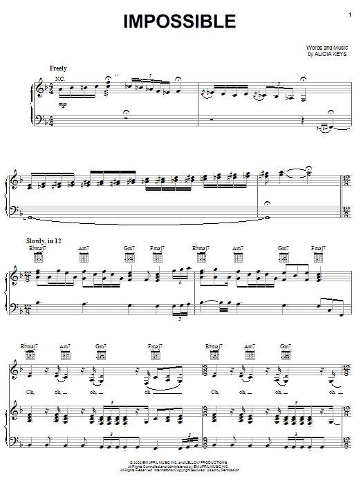 Download Christina Aguilera Impossible Sheet Music and learn how to play Piano, Vocal & Guitar (Right-Hand Melody) PDF digital score in minutes