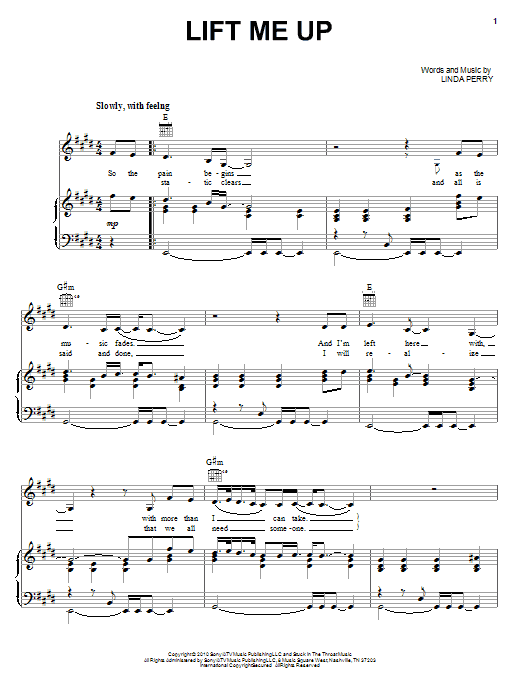 Download Christina Aguilera Lift Me Up Sheet Music and learn how to play Piano, Vocal & Guitar (Right-Hand Melody) PDF digital score in minutes