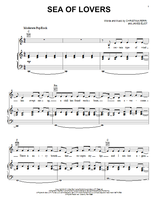 Download Christina Perri Sea Of Lovers Sheet Music and learn how to play Piano, Vocal & Guitar (Right-Hand Melody) PDF digital score in minutes