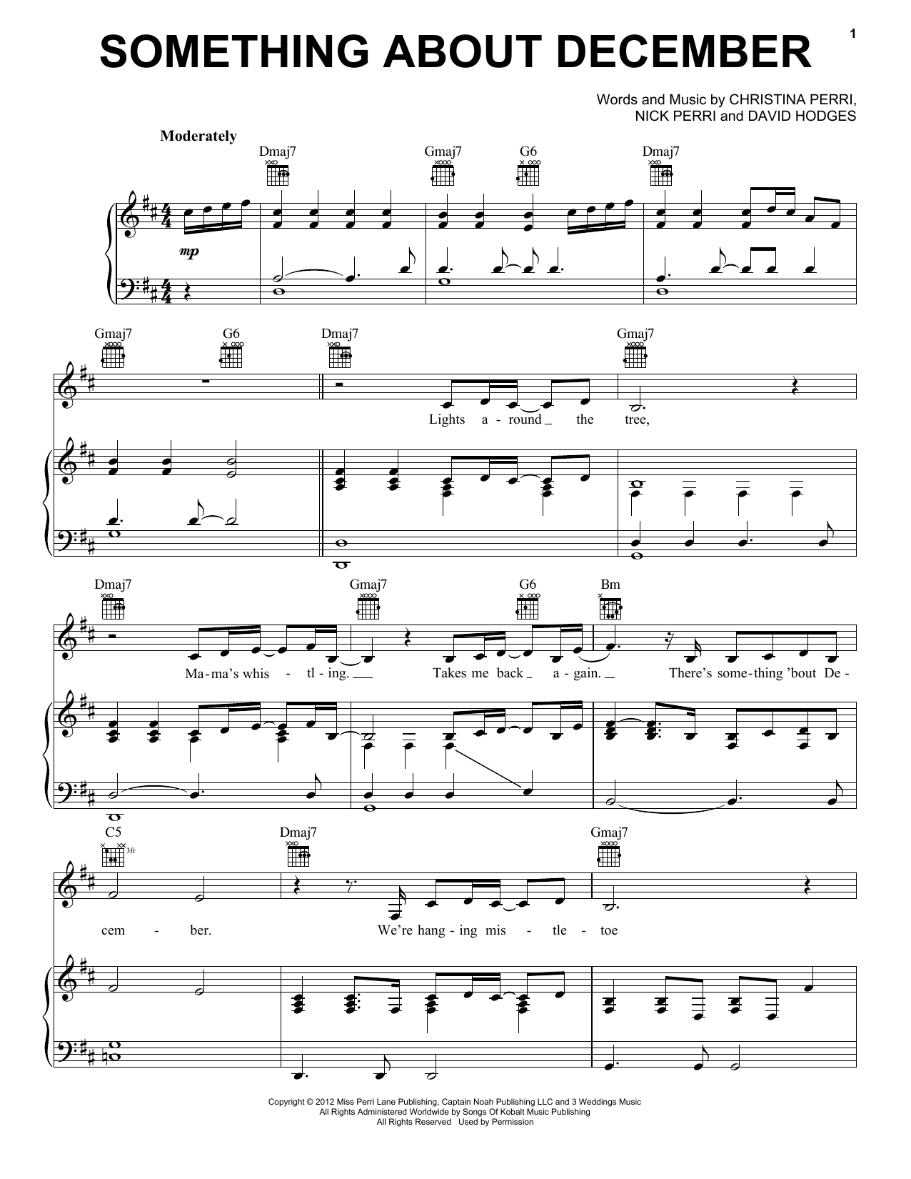 Download Christina Perri Something About December Sheet Music and learn how to play Piano, Vocal & Guitar (Right-Hand Melody) PDF digital score in minutes