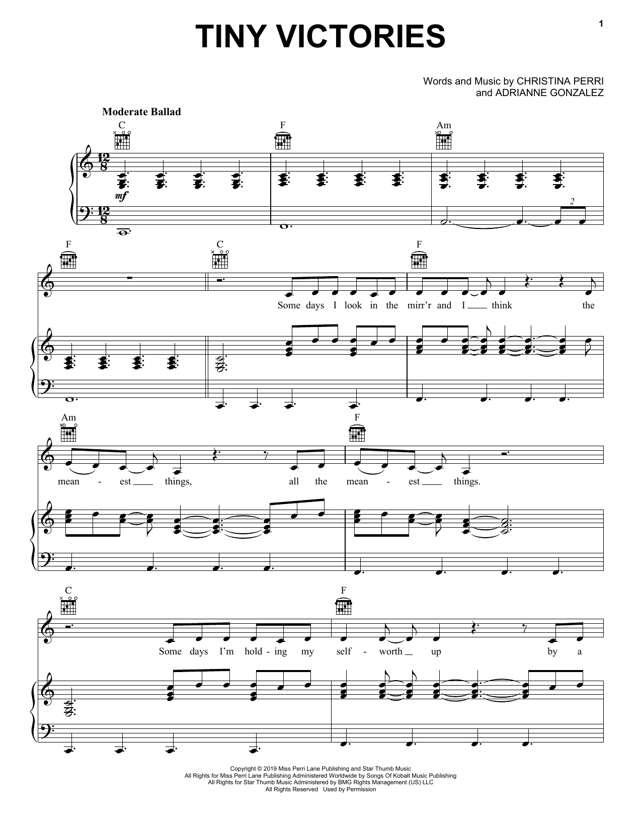 Download Christina Perri Tiny Victories Sheet Music and learn how to play Piano, Vocal & Guitar Chords (Right-Hand Melody) PDF digital score in minutes