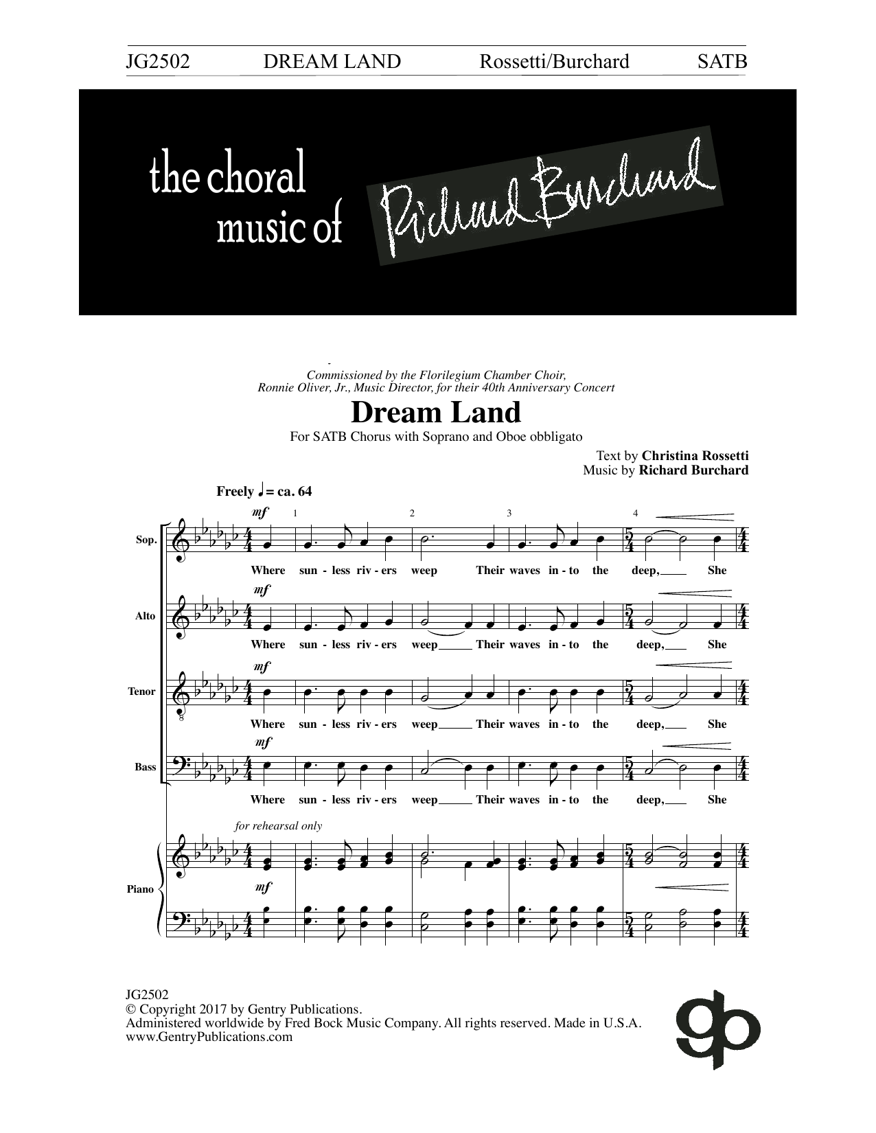 Download Christina Rossetti Dream Land Sheet Music and learn how to play SATB Choir PDF digital score in minutes