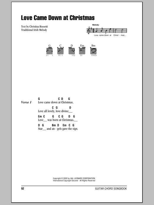Download Christina Rossetti Love Came Down At Christmas Sheet Music and learn how to play Ukulele with strumming patterns PDF digital score in minutes