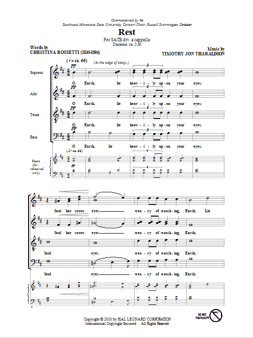 Download Christina Rossetti Rest Sheet Music and learn how to play SATB PDF digital score in minutes