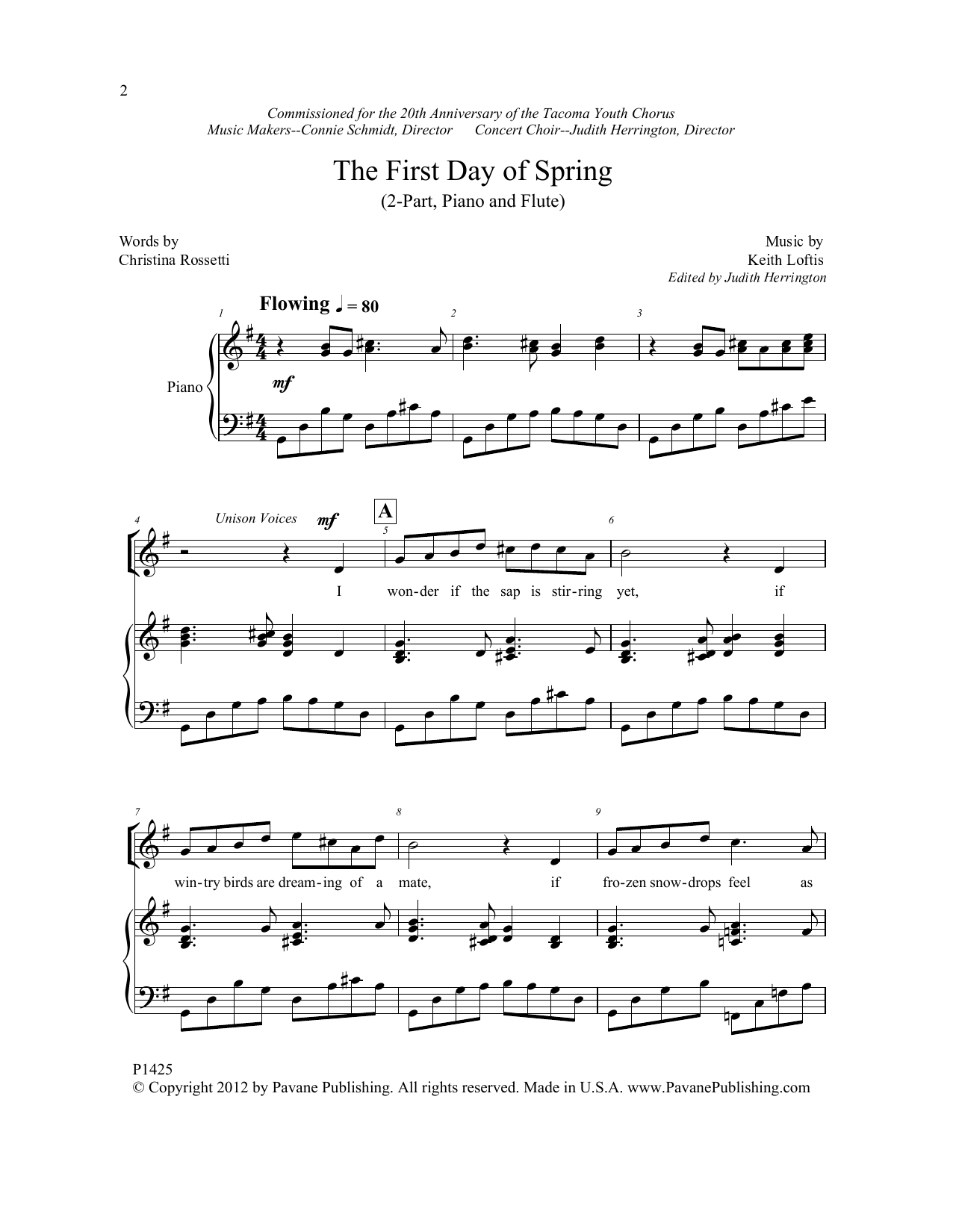Download Christina Rossetti The First Day of Spring Sheet Music and learn how to play 2-Part Choir PDF digital score in minutes