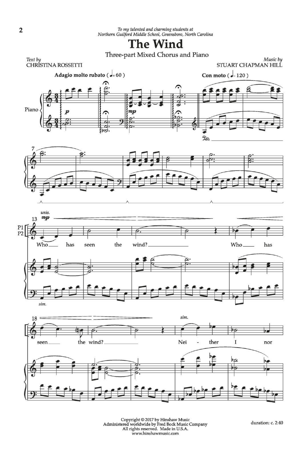 Download Christina Rossetti The Wind Sheet Music and learn how to play Choral PDF digital score in minutes