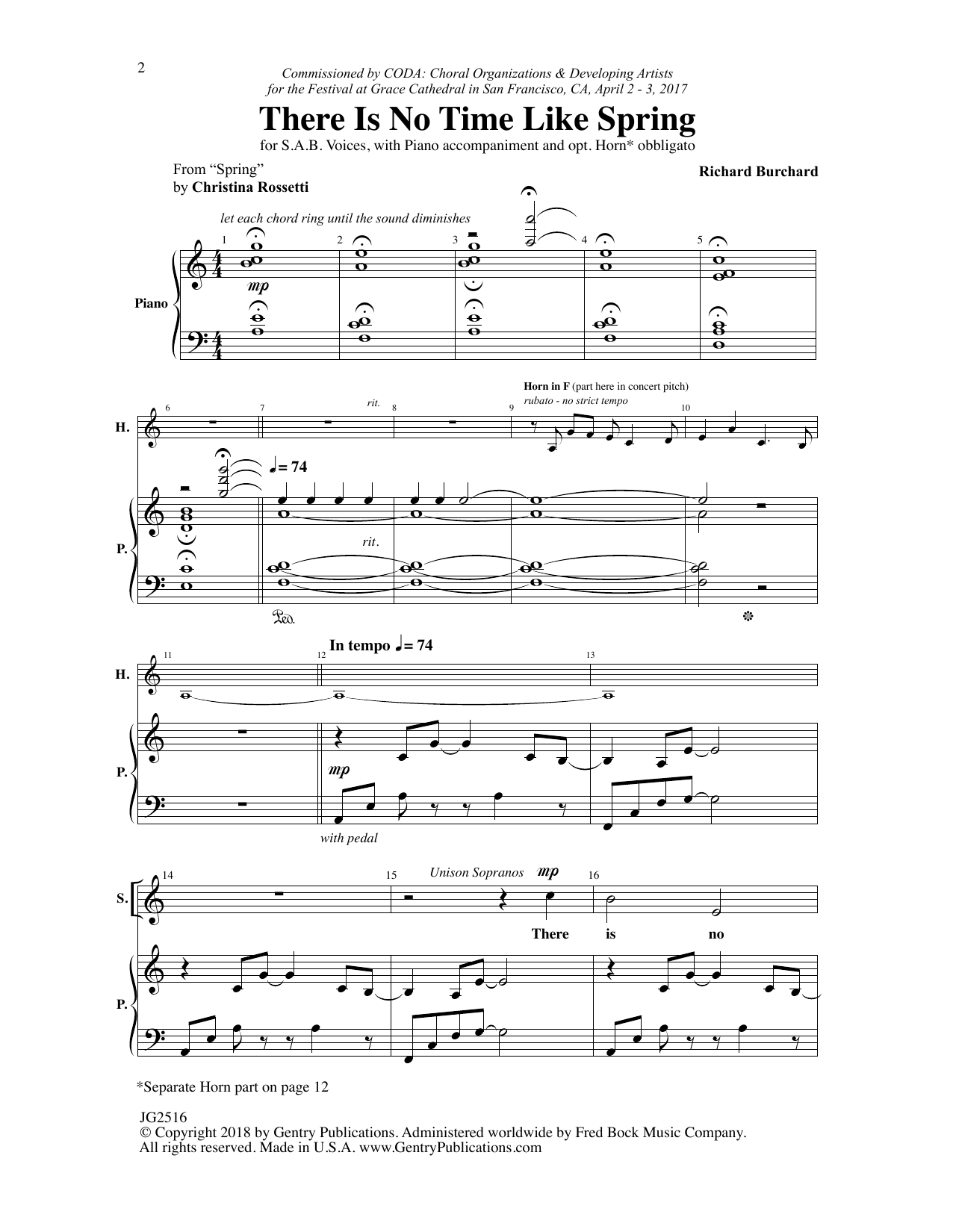 Download Christina Rossetti There Is No Time like Spring Sheet Music and learn how to play SAB Choir PDF digital score in minutes