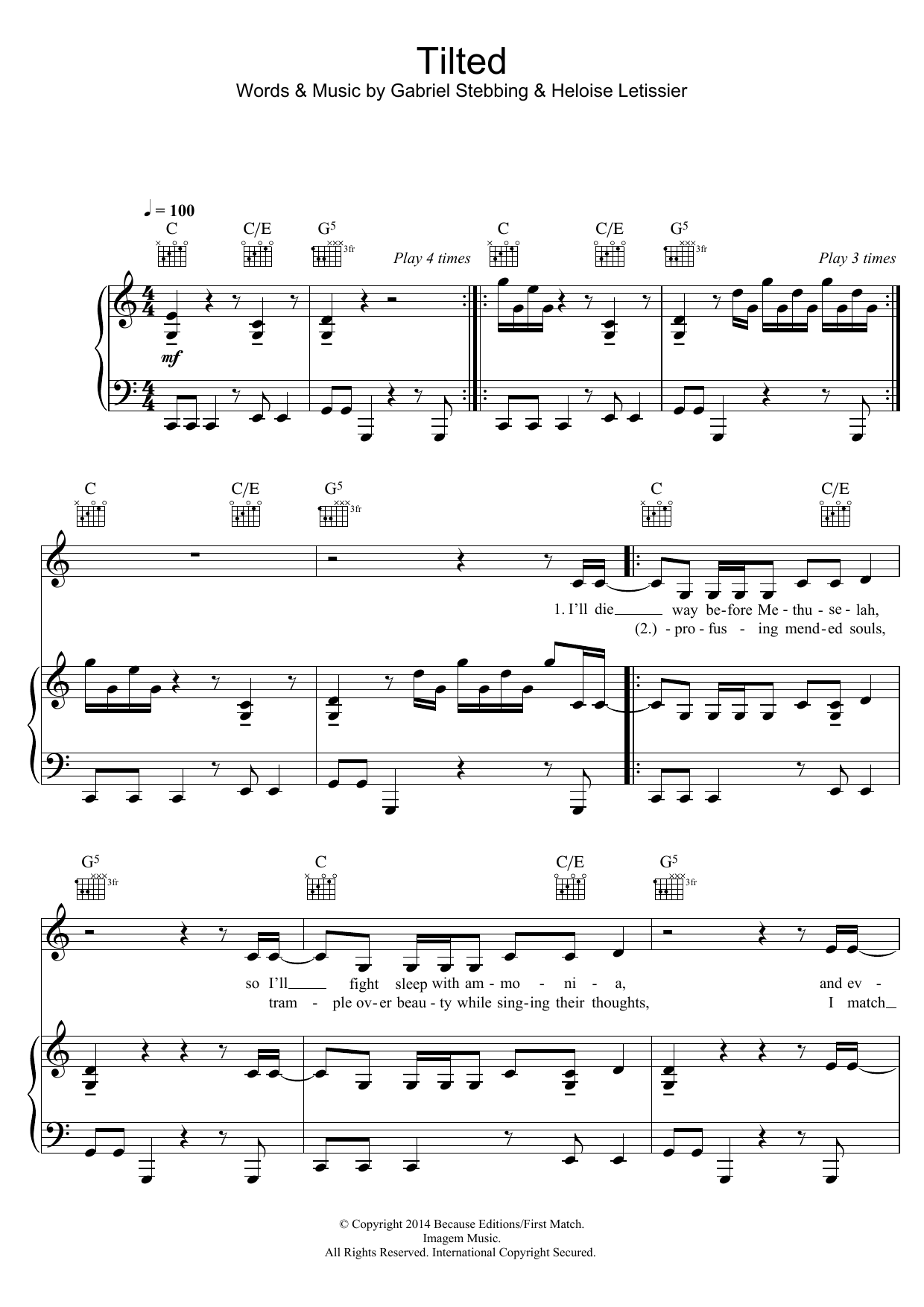 Download Christine & The Queens Tilted Sheet Music and learn how to play Piano, Vocal & Guitar (Right-Hand Melody) PDF digital score in minutes