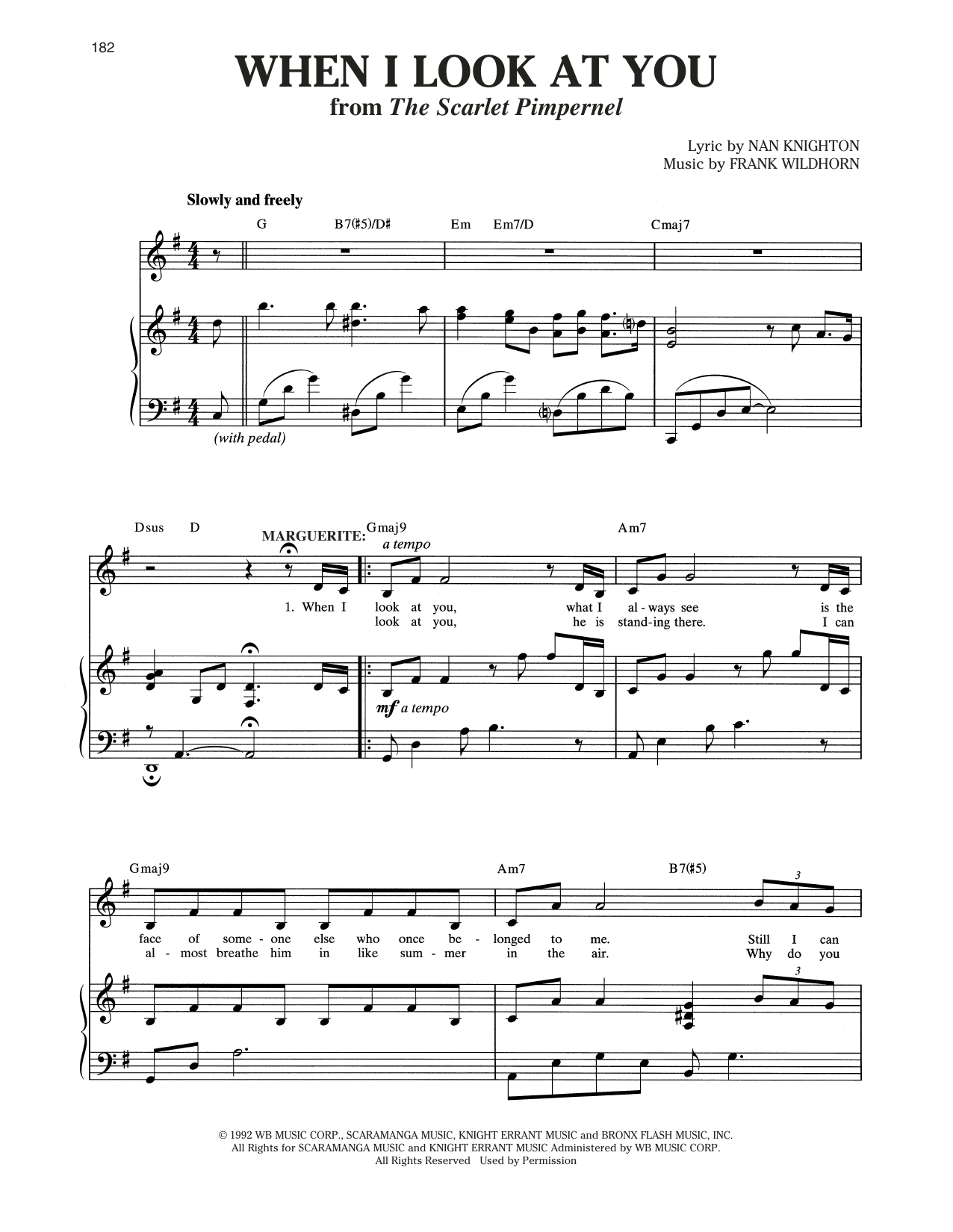 Download Christine Andreas When I Look At You (from The Scarlet Pimpernel) Sheet Music and learn how to play Piano & Vocal PDF digital score in minutes