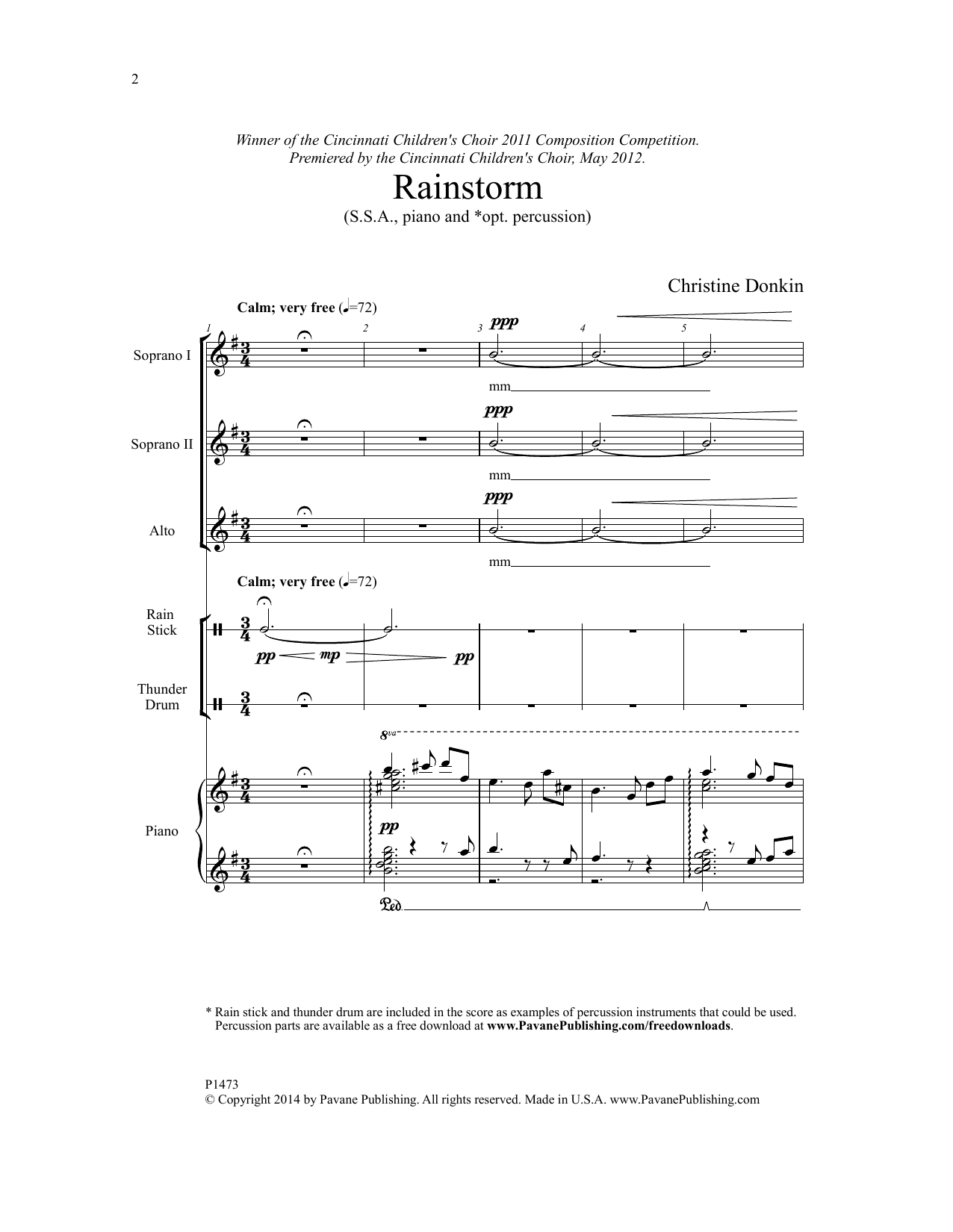 Download Christine Donkin Rainstorm Sheet Music and learn how to play SSA Choir PDF digital score in minutes